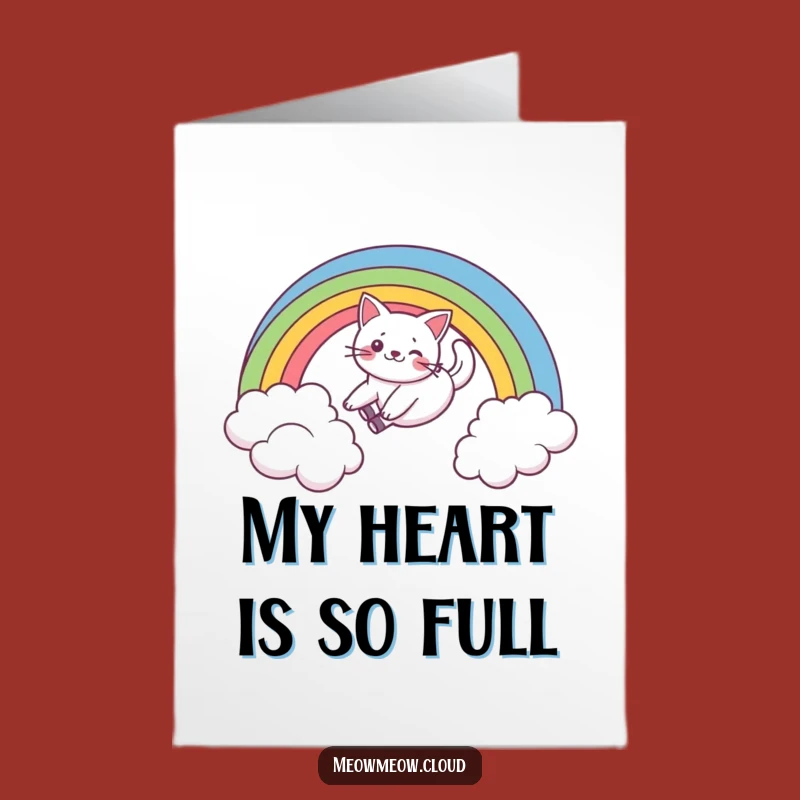 Free Printable Thank You Card: Funny Cat Rainbow - Grateful Downloadable Design