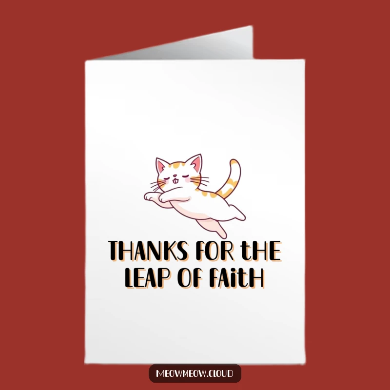 Free Printable Thank You Card: Leaping Cat Arc, Funny Downloadable Gift of Appreciation