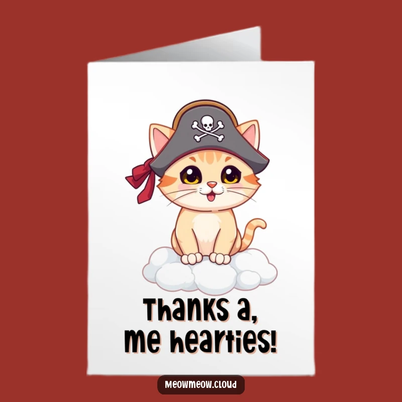 Free Printable Pirate Cat Thank You Card - Unique Downloadable Gift Idea