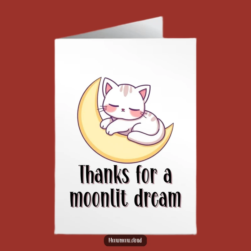 Free Printable Thank You Card: Cat Moon Nap, Gentle Downloadable Gratitude