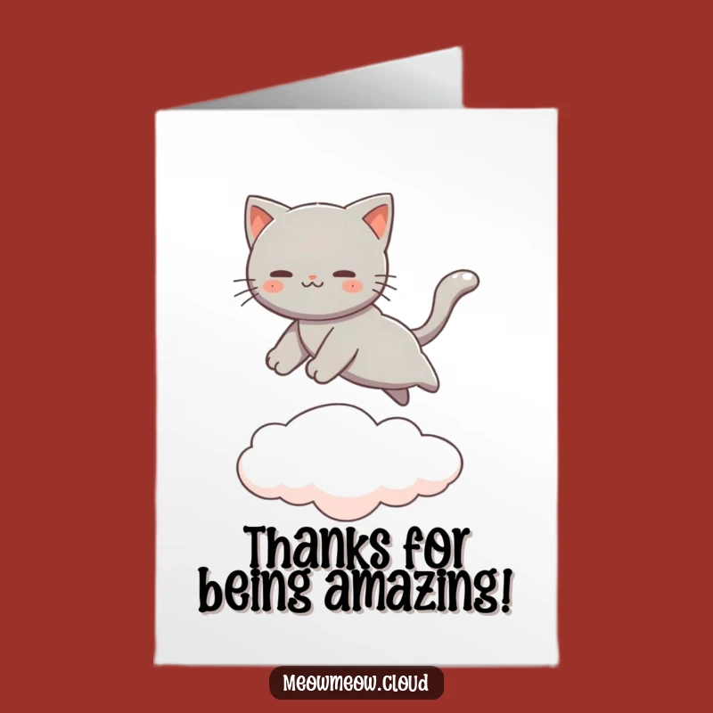 Free Printable Thank You Card: Leaping Cat Expresses Gratitude