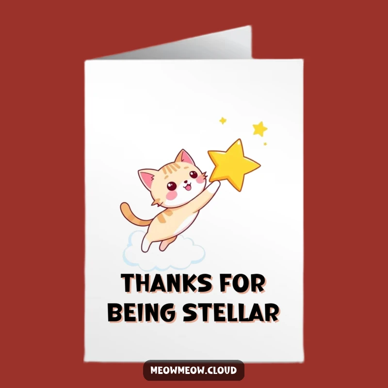 Free Printable Thank You Card: Star Chasing Cat - Grateful Downloadable Gift!