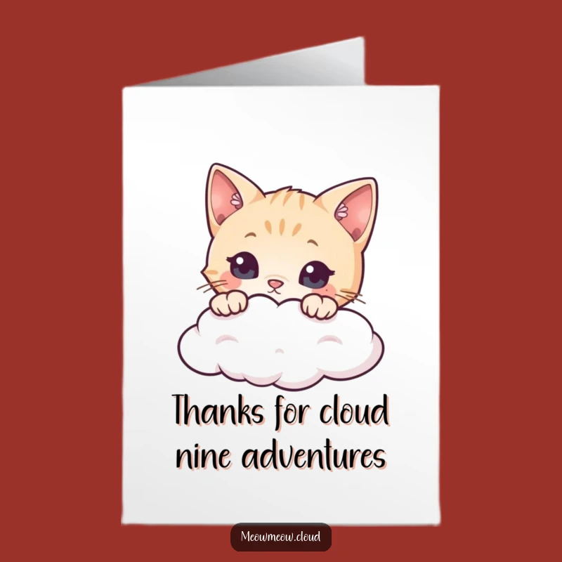 Free Printable Thank You Card: Curious Cat Cloud, Downloadable Gratitude Gift