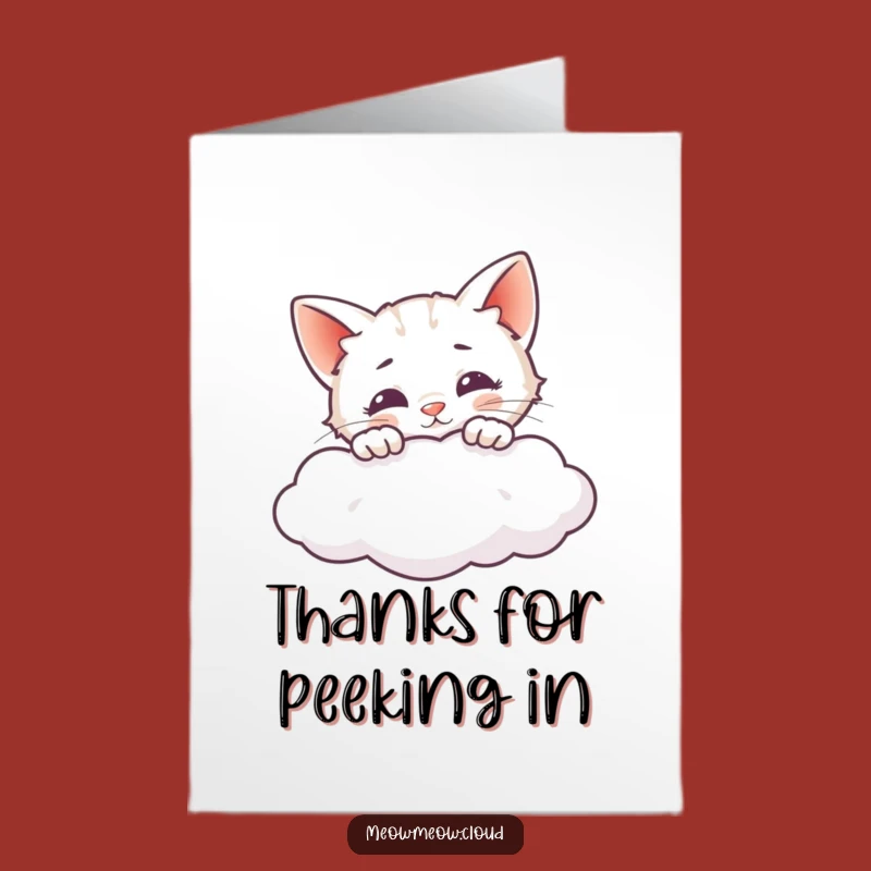 Free Printable Thank You: Peeky Cat; Curious Downloadable Card