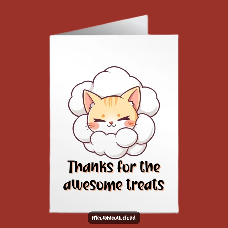 Free Printable Thank You Card: Sneaky Cat Behind Cloud, Funny Downloadable Gift