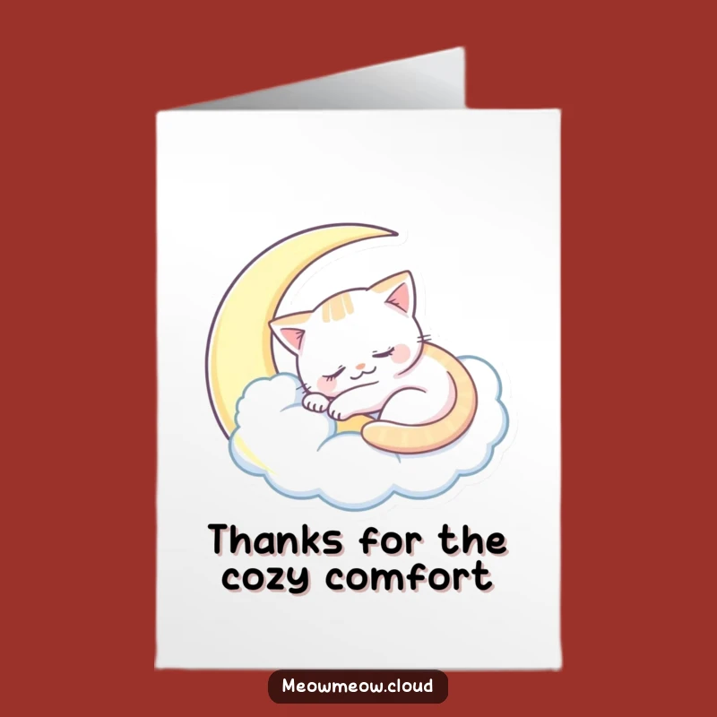 Free Printable Thank You Card: Sleepy Moon Cat Comfort, Downloadable & Cozy Gift