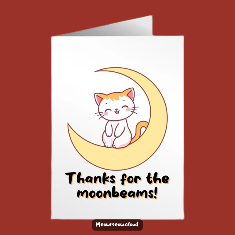 Free Printable Thank You Card: Cat Moon Ride Gratitude Downloadable Greeting