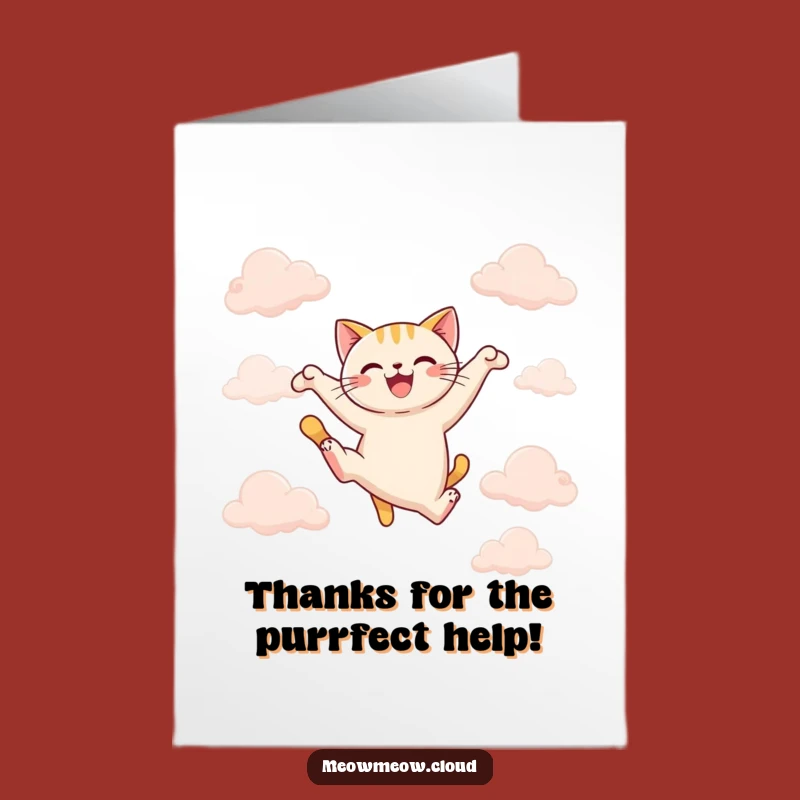 Free Printable Thank You Card: Cat's Graceful Leap, DIY Gift Downloadable