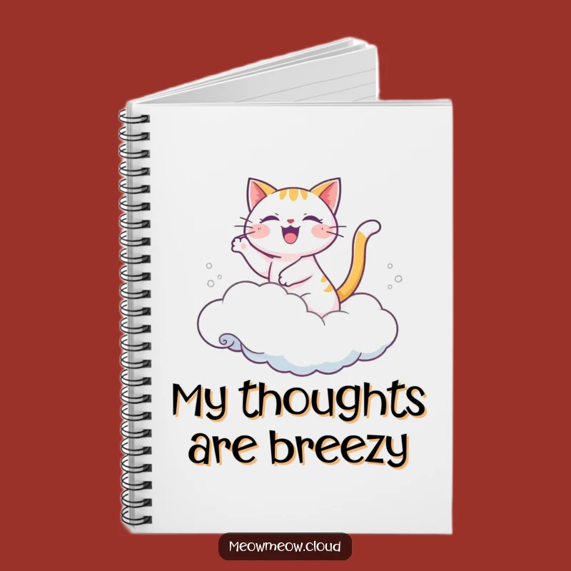 Funny Joyful Cat Cloud Wave Notebook: Jot Down Happy Thoughts
