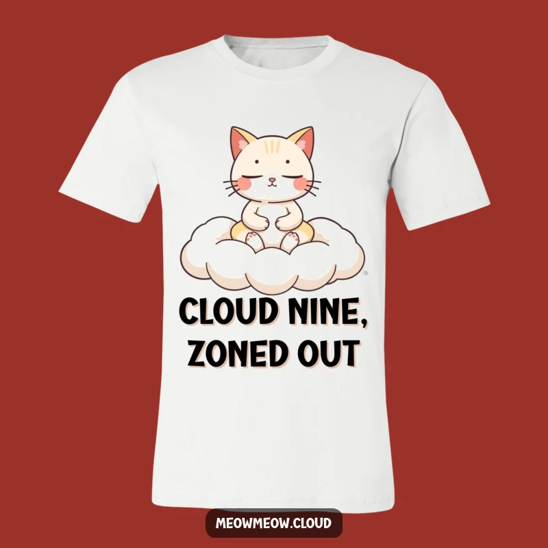 Funny Cat Meditation T-Shirt: Serene Cloud Cushion Comfort for Cat Lovers