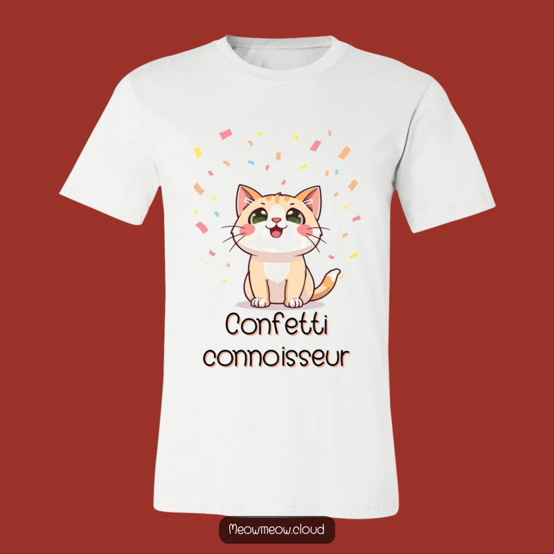 Funny Happy Cat Confetti T-Shirt: Festive & Fun Feline Tee Gift