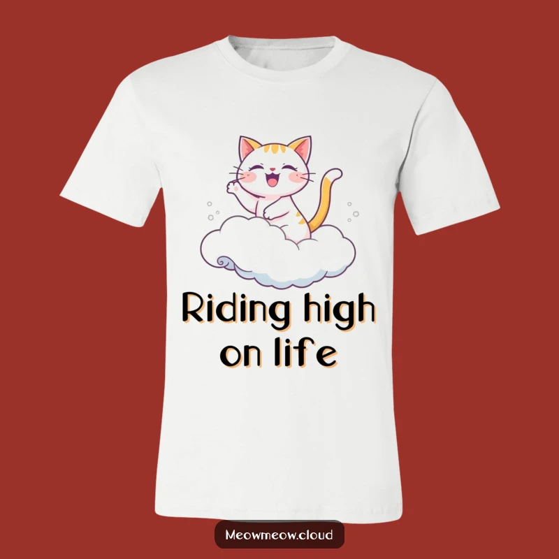 Funny Joyful Cat Cloud Wave T-Shirt: Embrace the Flow