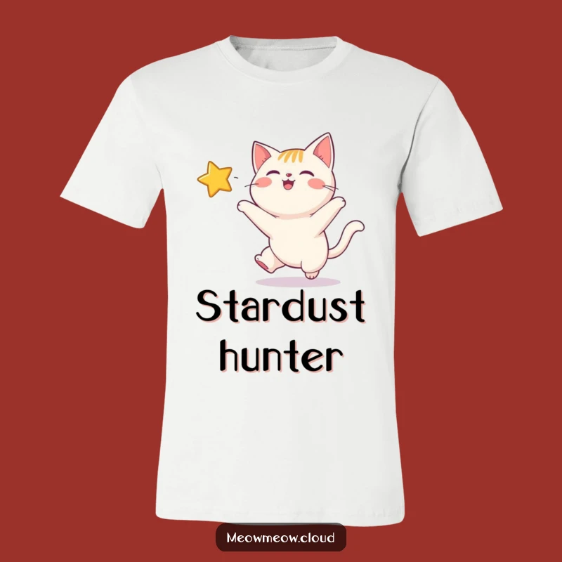 Funny Happy Cat Twinkling Star T-Shirt: Hilarious Celestial Chase Apparel, Great Gift!