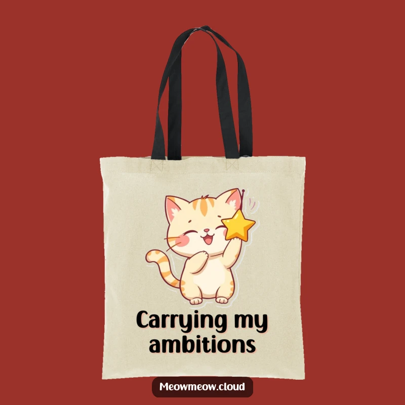 Funny Cat Batting Star Tote Bag: Carry Your Fun & Essentials