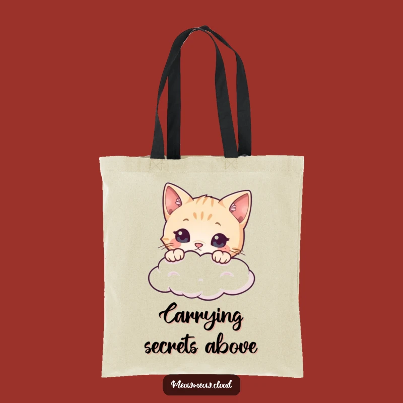 Funny Curious Cat Cloud Tote Bag: Whimsical Carry-All, Ideal Funny Gift!