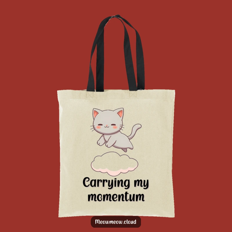 Funny Gray Cat Tote Bag - Cloud Jumper Character Carry-All