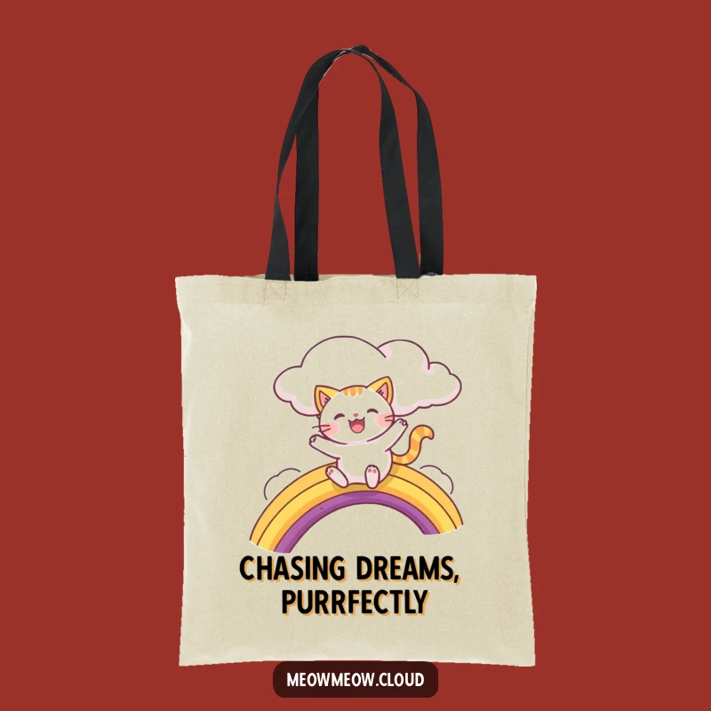 Funny Rainbow Cat Tote Bag - Joyful Feline's Magical Carry-All Gift