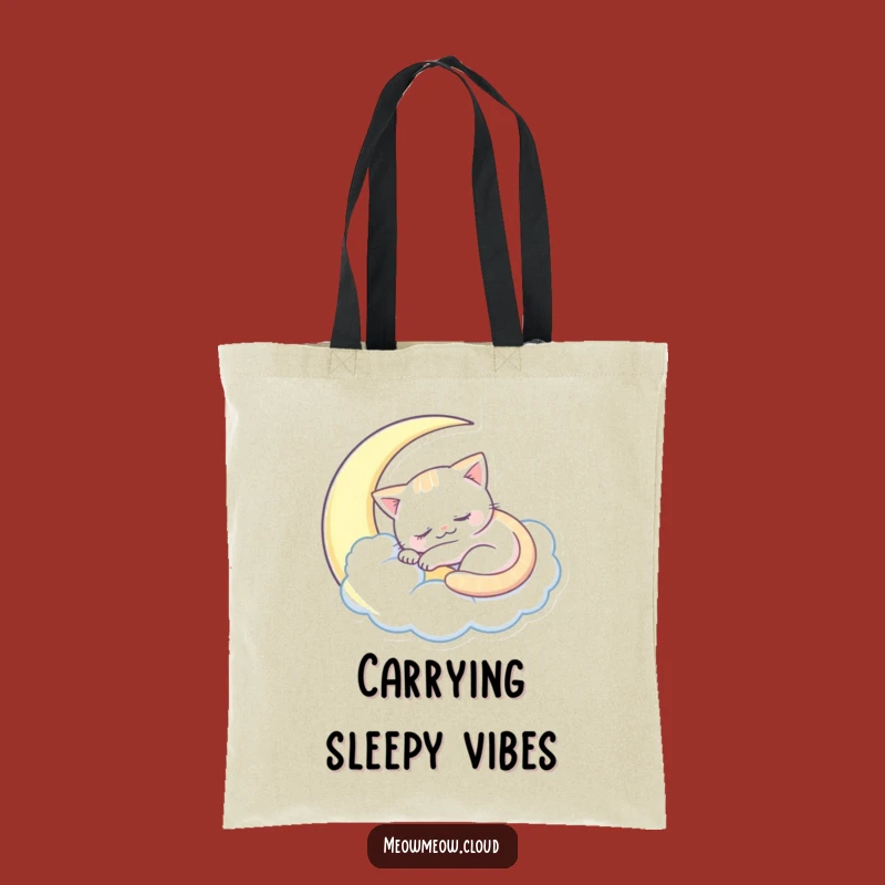 Funny Sleepy Cat Tote Bag: Carry Your Moon Cloud Dreams