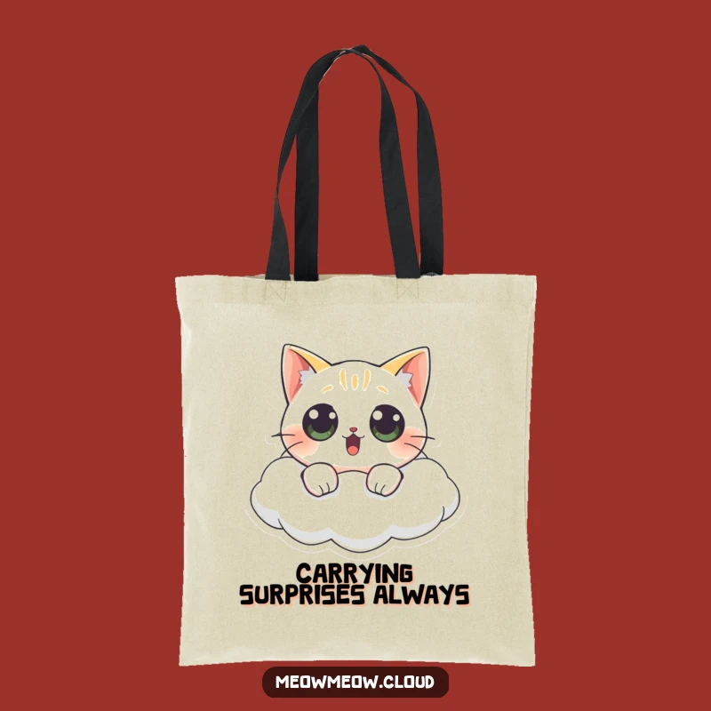 Funny Surprised Cat Cloud Tote Bag: Carry Your Surprise, Perfect Funny Gift!