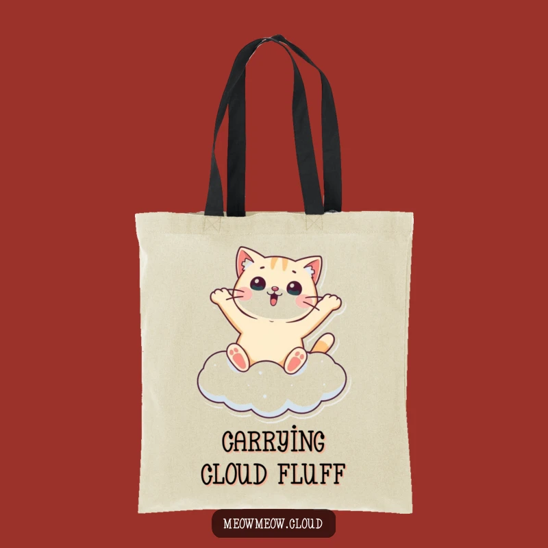 Funny Surprised Cat Cloud Tote Bag - Whimsical Pet Accessory