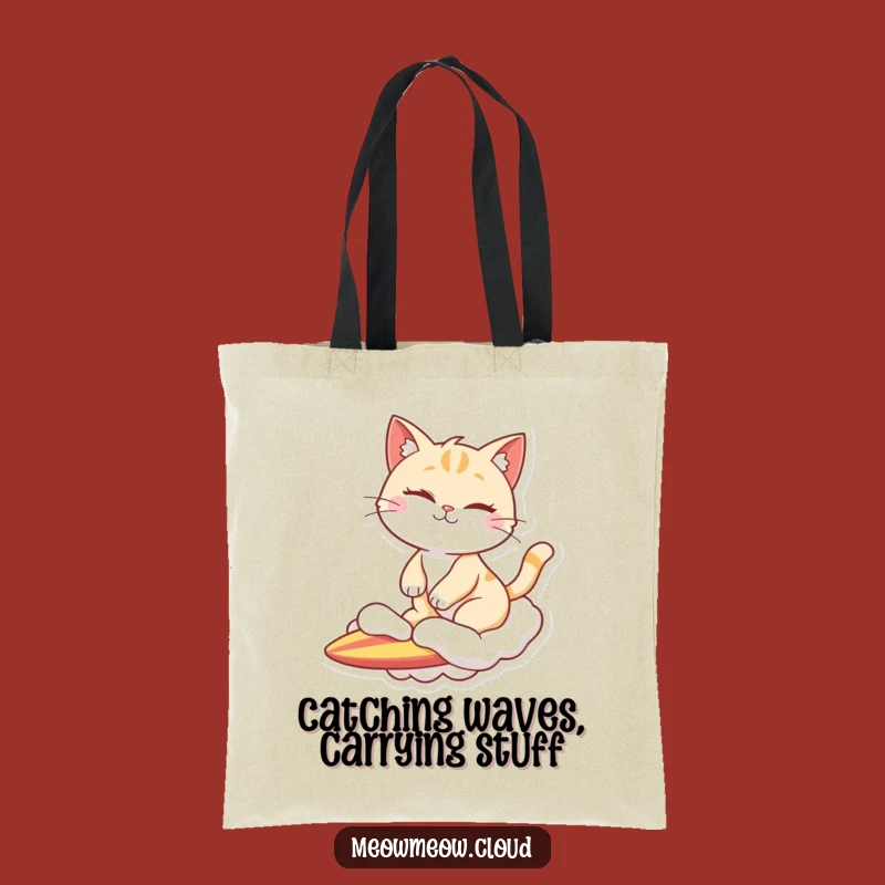 Funny Winking Cat Cloud Surfer Tote Bag: Carry Your Style with a Wink