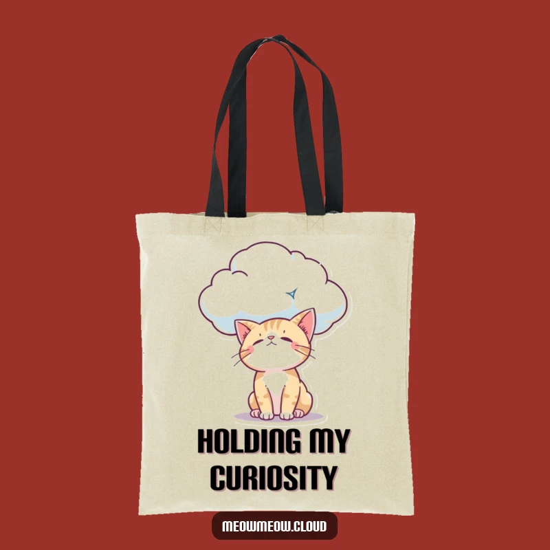 Funny Curious Cloud Cat Tote Bag: Wondering Kitty Bag for Everyday Discovery