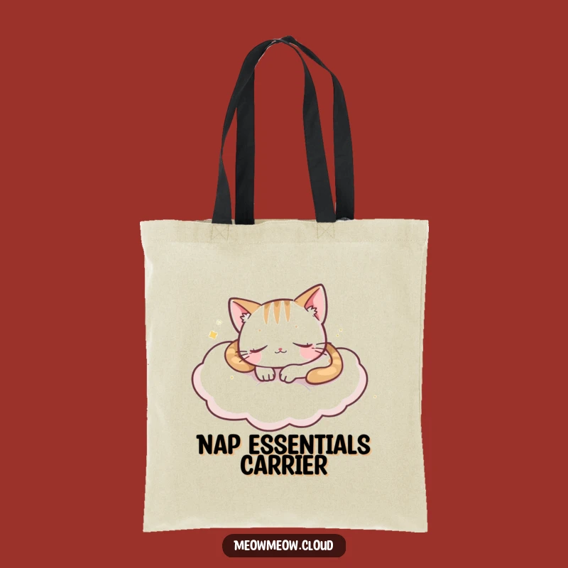 Funny Sleepy Cloud Cat Tote Bag: Peaceful Napping Kitty Bag for Daily Errands