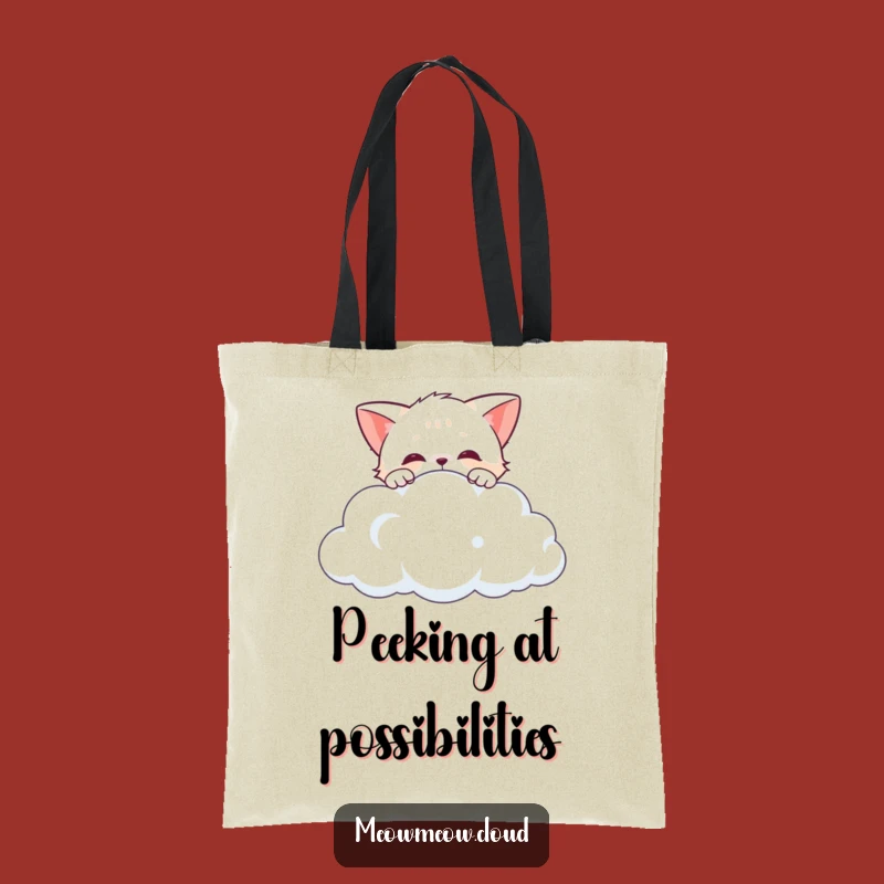 Funny Curious Cat Cloud Tote Bag: Adorable Accessory for Curious Minds